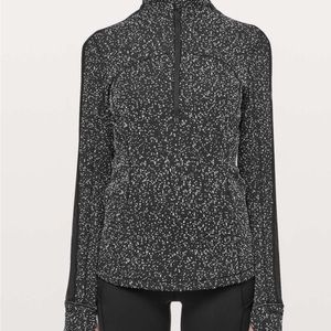 NWOT Lululemon Run Briskly 1/2 Zip Magnetized Jacquard Black Reflective